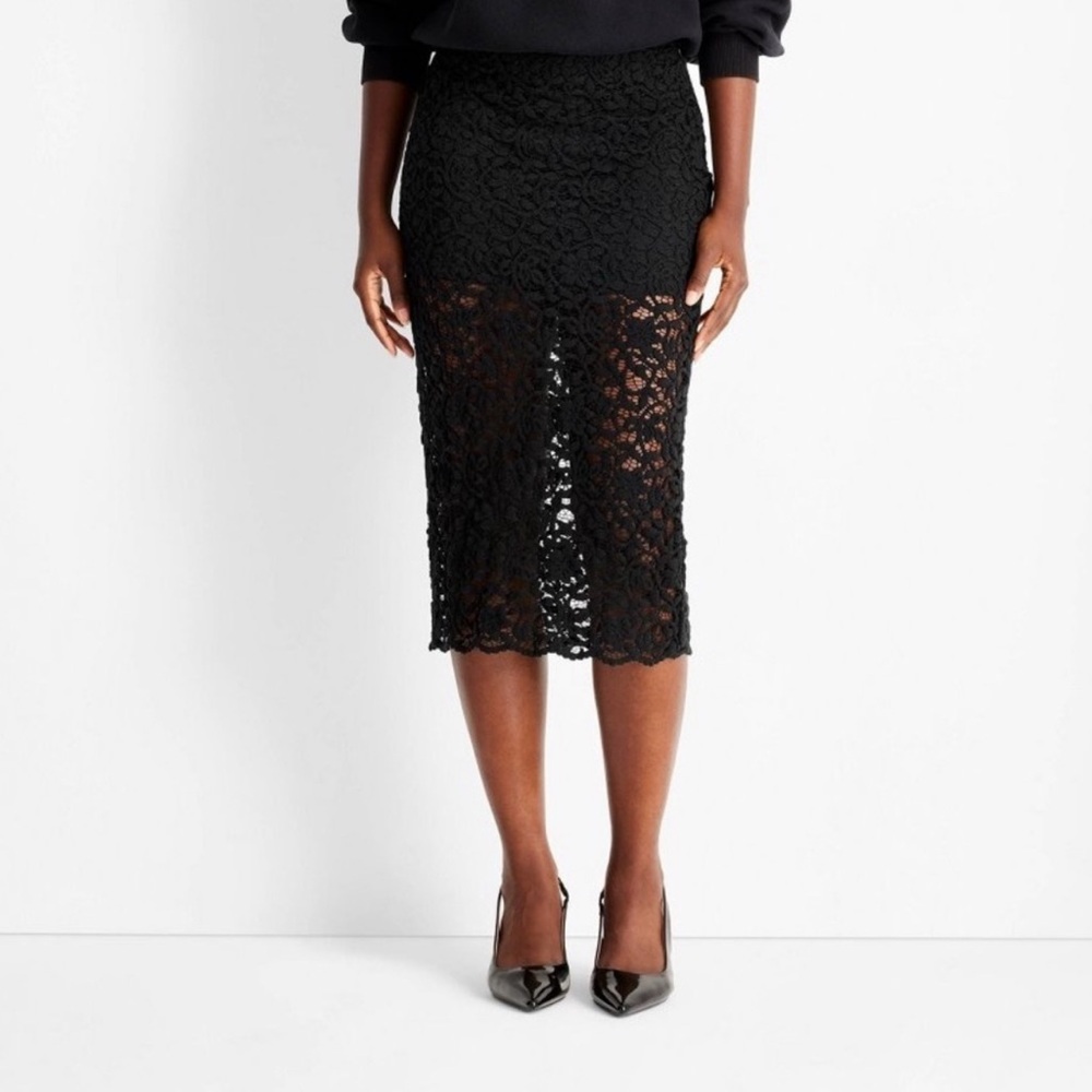 Future Collective Black Lace Skirt NWT